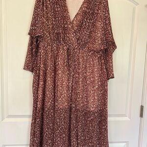Ted Baker London Womens SZ 3 US 8 to 10 dress Vally draped midi batwing sleeves